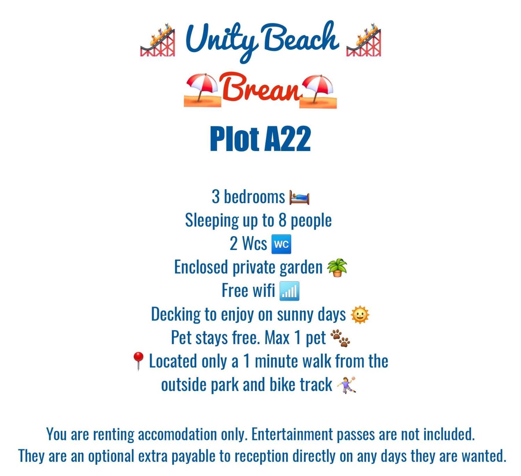 A22 Unity Beach Holiday Resort Unity Brean Sleeps 8 People 3 Bedrooms 1 Pet Stays Free Berrow Exterior photo
